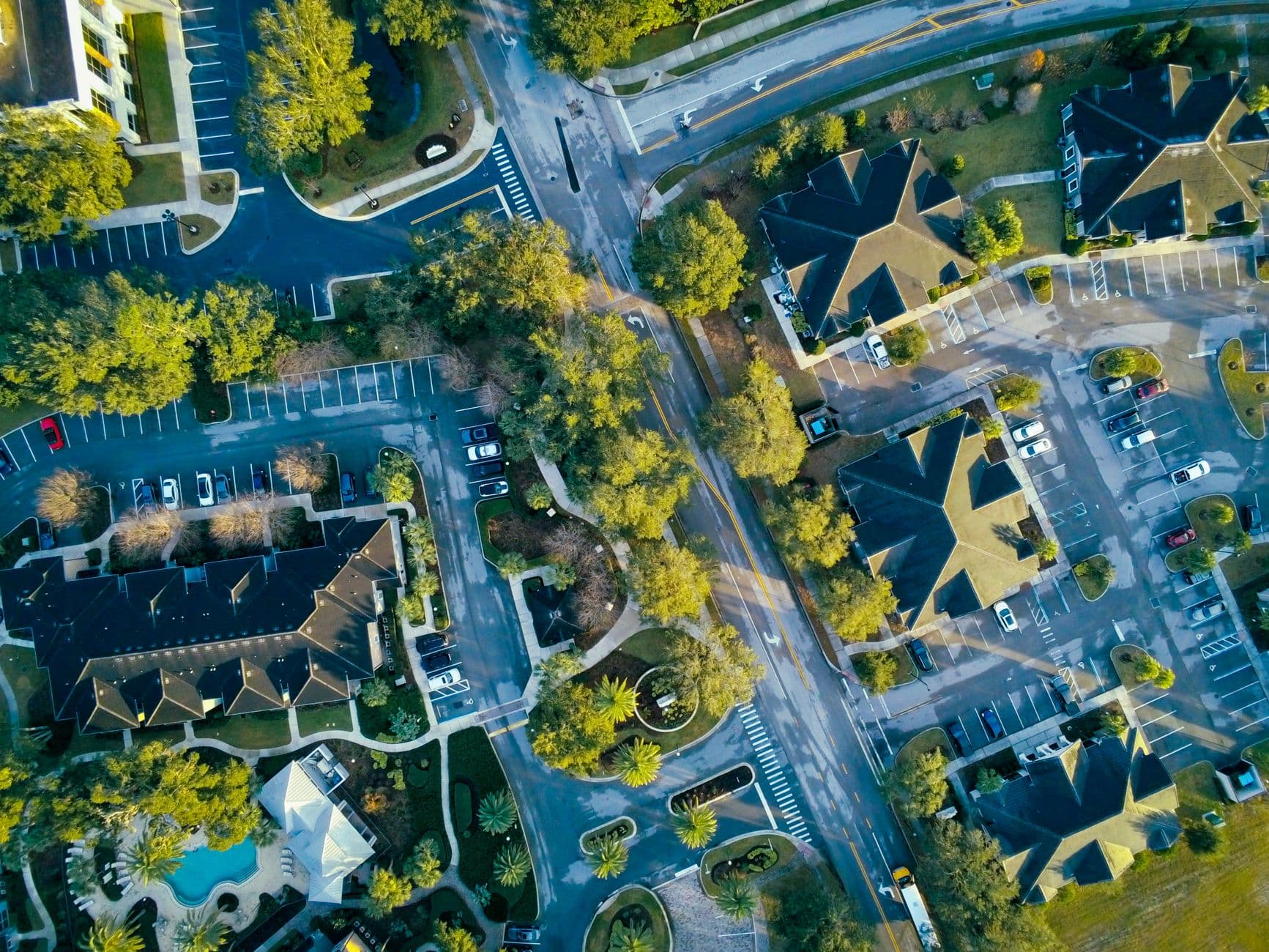 Aerial view of a residential neighborhood in Lake Mary, Florida