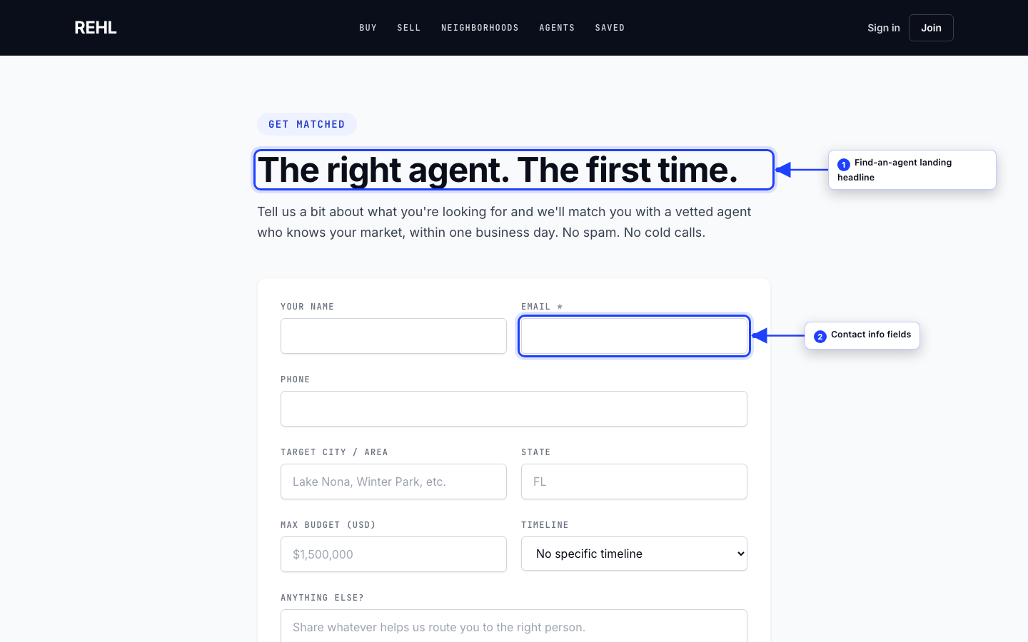 A buyer requesting an agent.